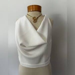 Zara crop back zip Elegant White Drape CROP TOP
